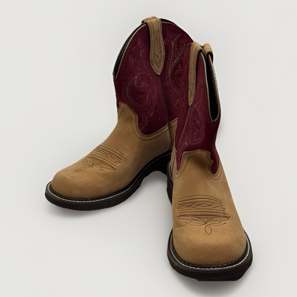 Ariat Boots Women's 10B Fatbaby Western Style 10026116 Burgundy Red Round Toe - Picture 3 of 10